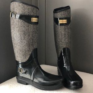 Hunter Regent Apsley Black Herringbone Rain Boot